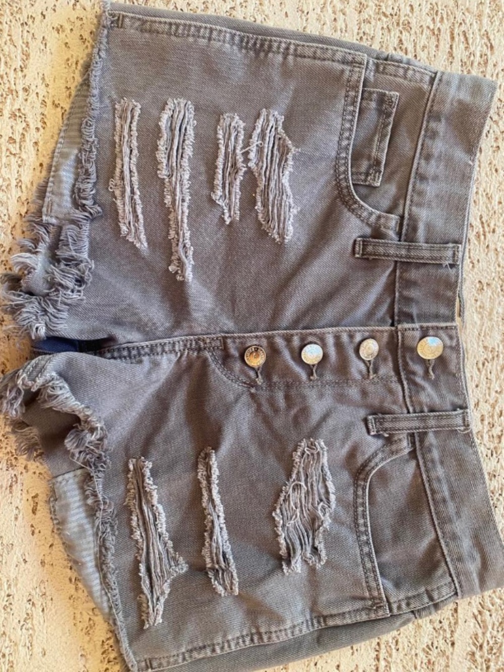 Hollister shorts distressed gray denim cut-off / grey short shorts